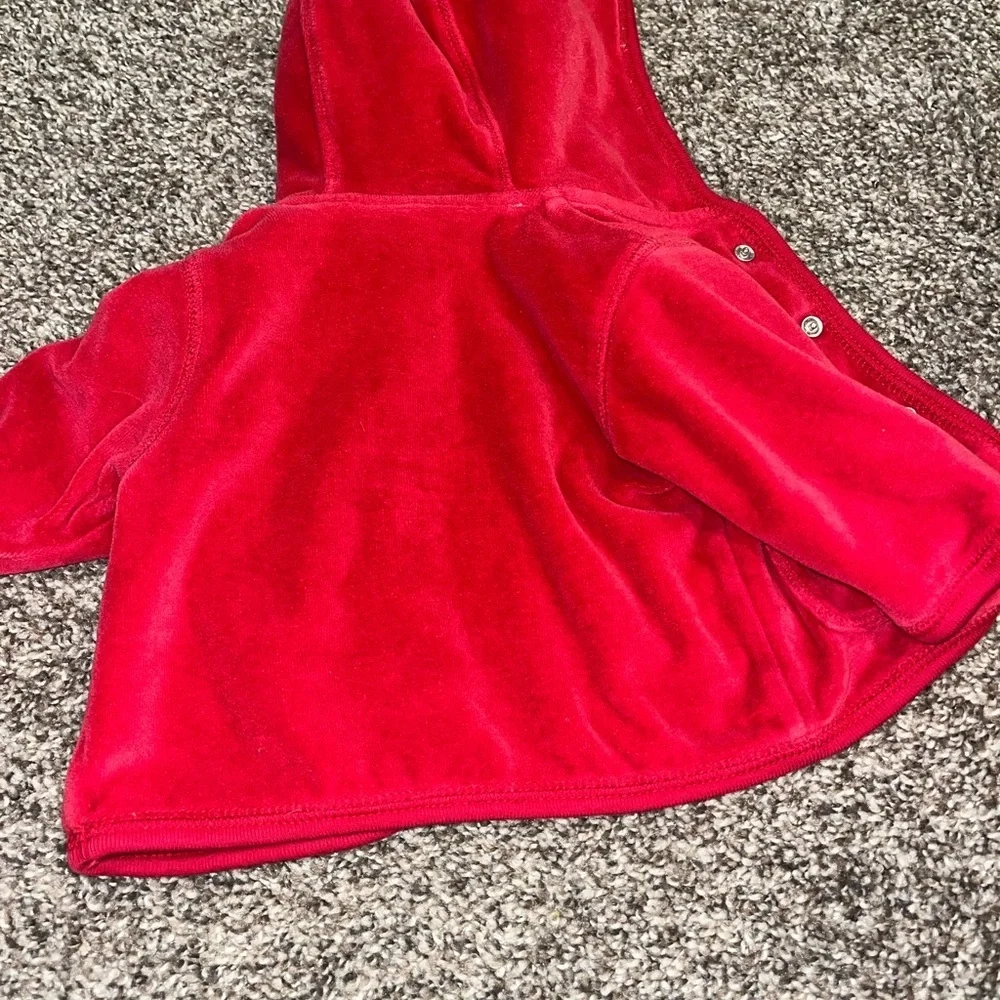 Vintage BABY GAP NEWBORN UP TO 3 MONTHS  RED VELOUR HOODIE SOFT WARM Christmas